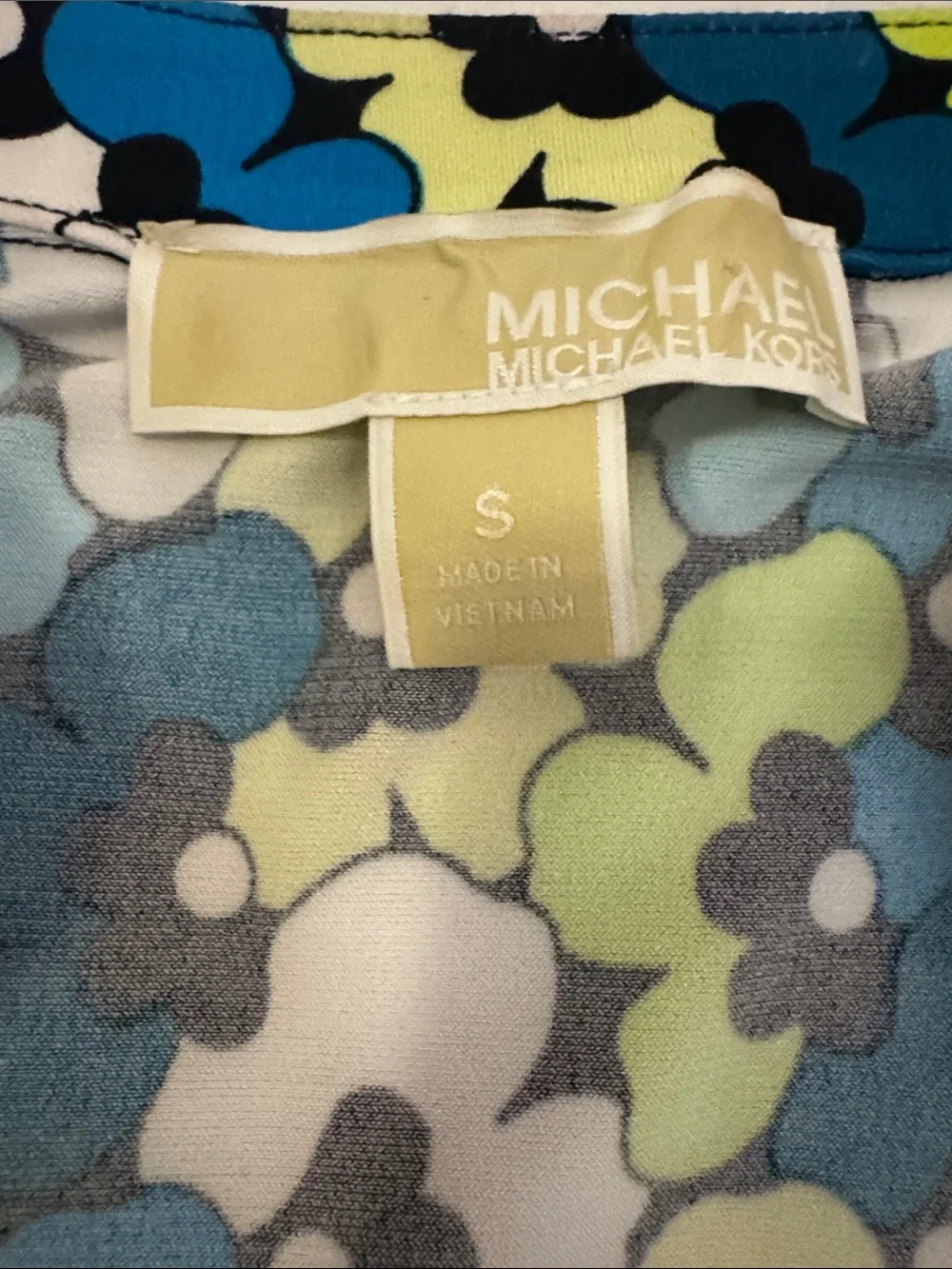 Michael Kors Blue, Lime & White Floral Tank Top
